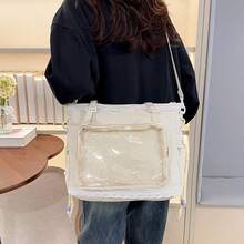 4pcs Lace Transparent Storage Bags, Japanese Style Badge Display Bags, Student Stationery & Miscellaneous Storage Bags, Transparent Lace Edge Storage Bags, Girly Badge Display Ita Bag, Student Desk Organizer, Birthday Gift - Multicolor - View 9