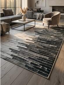 Non-Slip, Washable, Digitally Printed Rug, Runner, Kitchen Rug - Black - View 2