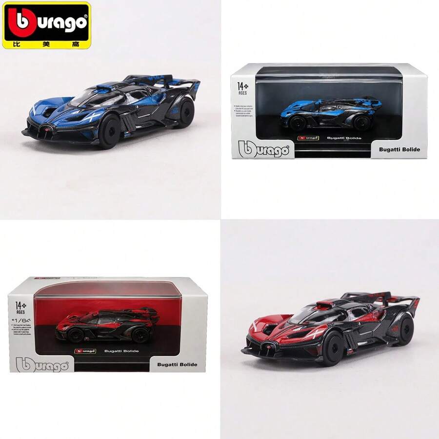سيارة Bburago 1:64 Bugatti Bolide من سبيكة معدنية مصبوبة – سيارة سباق رياضية باللون الأزرق / الأحمر مع علبة عرض أكريليك، هدية قابلة للجمع لعشاق السيارات من عمر 14+ - متعدد الألوان - مشاهدة 1