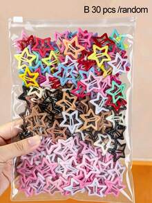 60/30/10pcs Jepit Rambut Bintang Anak Perempuan Jepit Rambut BB Warna-warni Aksesori Rambut Lucu Jepit Rambut Pink Cokelat Jepit Rambut Dahi Samping Poni Untuk Penggunaan Sehari-hari - MultiWarna - View 8