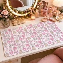 1pc Pink Christmas Pattern Mouse Pad, Cute Santa, Snowman, Gifts And Christmas Tree Icons Extended Desk Mat For Home Office And Gaming, Sizes S/M/L/XL - View 4