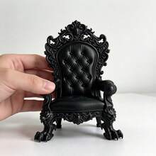 1pc Gothic Style Mini Throne Ornament, Vintage Carved Black Throne, Miniature Realistic Chair, DIY Scene Accessory, Creative Desktop Decor Craft, 8.7*6.4cm - A - View 9