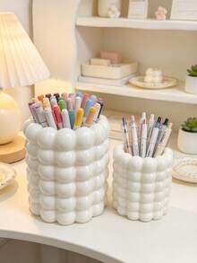 2pcs/1pc Bubble Makeup Brush Holder, Ins Cream Style Desktop Cosmetic Organizer, Vanity Makeup Display Rack, Large Capacity Multi-Functional Pen Holder, Bathroom Desktop Storage Container For Home Decor - Multicolor - View 8