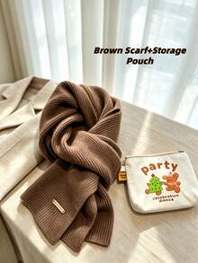 1pc Women's Winter Knitted Scarf, Minimalist Fashion Versatile, Classic Design, Flattering Face Shape, Soft Skin-Friendly Fabric, Daily Wear, Holiday Gift - Multicolor - View 4