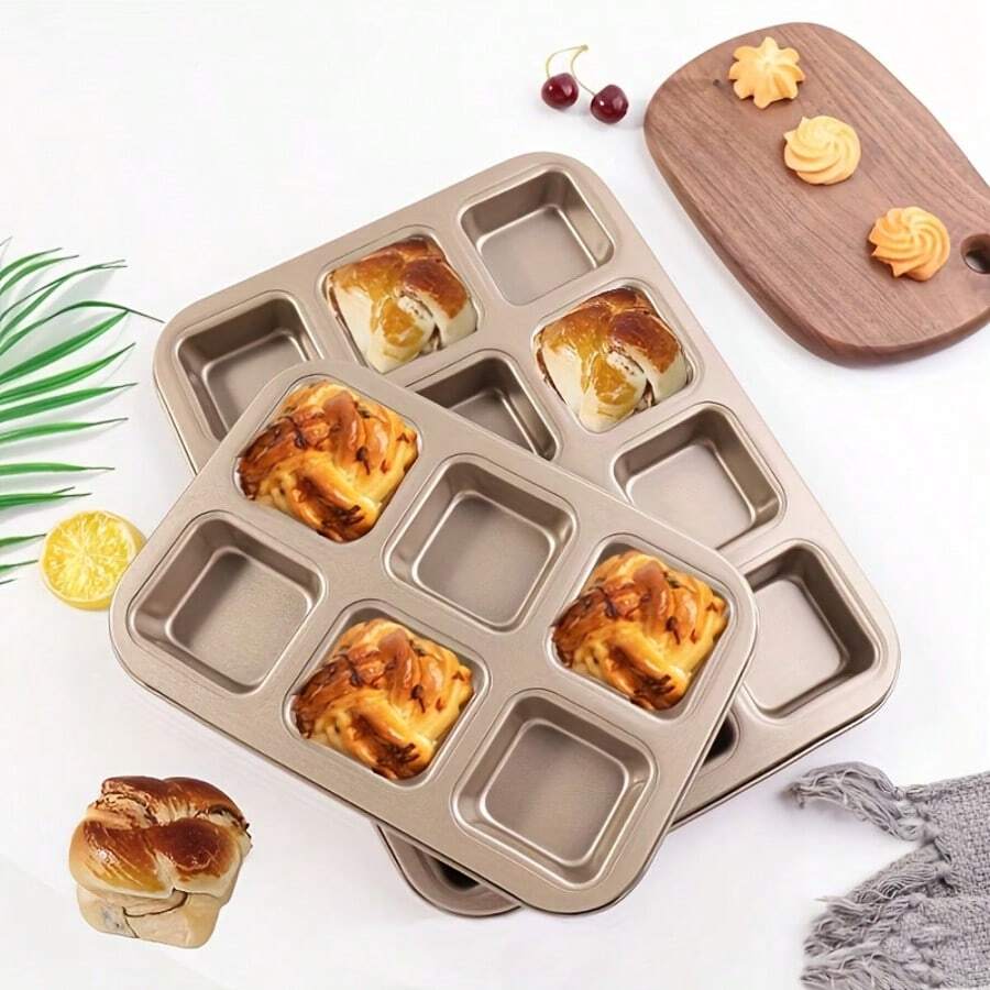 Fyrkantig mini brödform med 6 eller 12 hål, liten toastform, kaka- och hamburgerbrödsform, bakform för hembakning - Visa 1