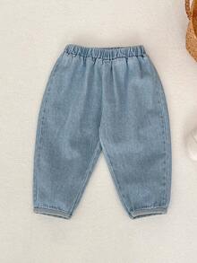 Baby Jeans Pants, Cute Unisex Baby Girl Denim Trousers, Versatile Casual Long Pants, Fashion Carrot Pants, Suitable For Spring And Autumn - Light Wash - View 4