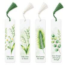 1pc Green Plant Acrylic Tassel Bookmark, Reading Office Supplies, Page Marker Bookmark - Multicolor - View 2