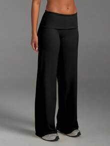 Women's Sports Long Pants, Suitable For Outdoor Activities, Daily Wear And Commuting, Minimalist Style, Lightweight And Moisture-Wicking - Black - View 6