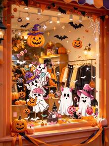 Fun Ghost Halloween Decor Window Stickers, Electrostatic Colorful Film Glass Decals, Window Decoration Static Cling Stickers - SCA1809 Two-piece Set - View 3
