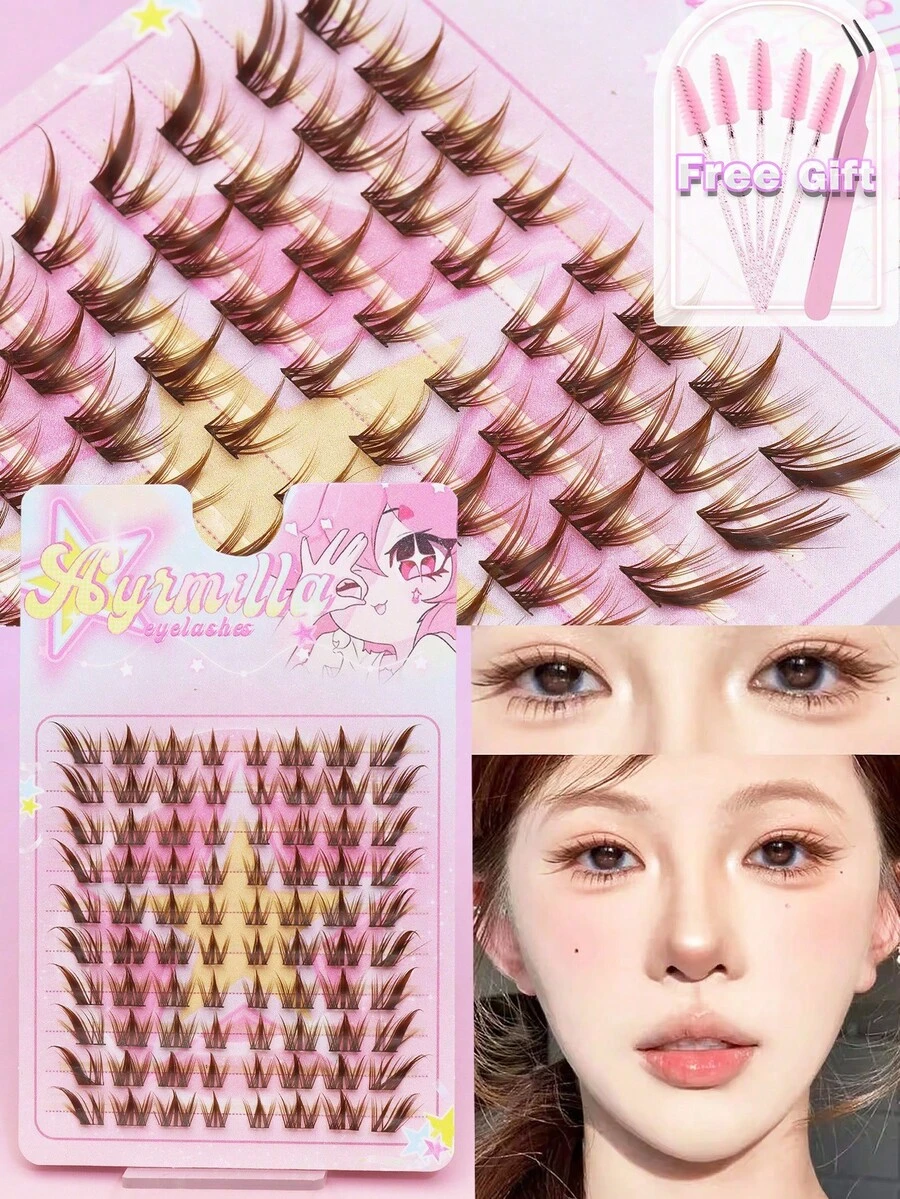 AYRMILLA 80簇棕色狐狸風長款假睫毛 - C - 查看 1