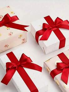 1 Roll Red Satin Ribbon [Different Widths Available], Suitable For Making Bow Hair Accessories, Cake Baking And Bundling Packaging, Gift Wrapping, Holiday Party Decoration, Bouquet Decoration, Christmas Decoration - Multiple Styles - View 4