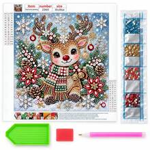 DIY 5D Special Shaped Pearl Diamond Painting Kit, Christmas Reindeer Pearl Crystal Rhinestone Art Canvas, 30x30cm Frameless, Christmas Home Wall Decor, Handmade Holiday Gift - View 5