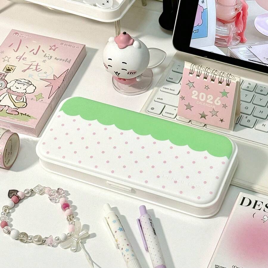 Ins Polka Dot Strawberry Foldable Pen Box, Highly Attractive DIY ...