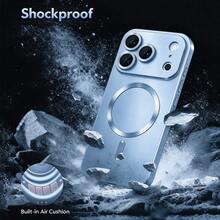 磨砂金屬磁吸手機殼，適用於 iPhone 18 Pro Max 18 Pro，軍規級防摔防震保護殼，附相機鏡頭保護蓋，超薄防震手機殼，適用於 iPhone 17 Pro Max 16 Pro Max 16e 17e 15 14 Plus 13 12 11 - 遠峰藍 - 查看 5