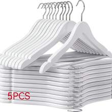 White Solid Wood Non-Slip Hangers, High-Quality Solid Wood Coat Racks, Thickened With Strong Load-Bearing Capacity, Not Easy To Deform, Non-Slip Groove Design, Protects Collars, Suitable For Coats, Suits, Shirts, Light Luxury Wardrobe Storage Racks - Multicolor - View 9