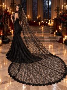 Halloween Matching New Veil, Bold Bridal Wedding Veil With Built-In Metal Hair Comb - Multicolor - View 7