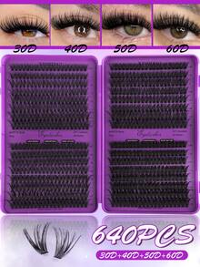 640/592/384pcs D Curl Single Cluster False Eyelashes Set, DIY Eyelash Book Home Lash Extension Kit, Suitable For Beginners, Fluffy Dense Soft Realistic Segmented Lashes, Suitable For Daily/Light Makeup/Cosplay Eye Makeup - DD - View 13