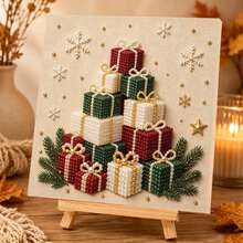 DIY Christmas Gift Pearl And Diamond Painting Set, Including Colorful Round Pearls And Rhinestones, Handmade Pearl And Diamond Art Set For Adults And Beginners, Holiday Gift - Sets - View 2