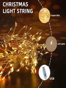 1pc USB Firecracker String Lights, 1000 LED Beads, DIY Indoor/Outdoor Decorative String Lights, 8 Flashing Modes, Create Warm Holiday Atmosphere, Suitable For Christmas, Room, Party, Christmas Tree, Home Decor And Window Decoration - Firecracker String Lights - View 6