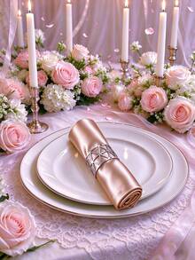 2-12pcs Luxury Geometric Hollow Gold Napkin Rings, Wedding Banquet Table Decor Metal Napkin Holders - Silver - View 2