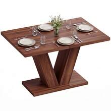 HOMCOM Tavolo da Pranzo Rettangolare per 4 Persone, 120x80 cm Tavolo Cucina con Piano Effetto Legno, Gambe di Supporto Inclinate, Salvaspazio per Soggiorno, Noce - Colore del legno - Visualizzare 8