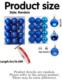 Christmas Decorations, Christmas Tree Decor Set, Includes One "Merry Christmas" Ribbon, Available In Matte, Glossy And Glitter Styles, Perfect For Decorating Christmas Tree, Christmas Party And Home Decor - Blue Christmas Ornament - View 6