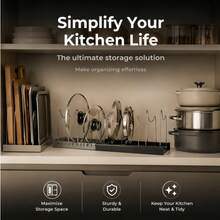 JPEK Adjustable Pot Lid Organizer, Suitable For Cabinets, Drawers And Countertops, Large Capacity Kitchen Storage Rack Can Hold Up To 10 Items, Sturdy Kitchen Utensil Rack, Create A Tidy Kitchen - Multicolor - View 10