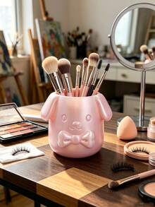 Creative 3D Printed Cartoon Puppy Shaped Pen Holder, Cute Bow Relief Design, Multi-Color Options, Universal Storage Container For Pens And Makeup Brushes, Fun Artistic Desktop Decor For Study And Vanity - Multicolor - View 2
