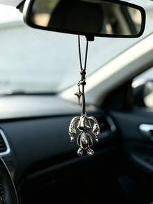 1pc New Rabbit Ear Doll With Movable Limbs Necklace, Hip-Hop Personalized Car Accessory, Rearview Mirror Hanging Ornament, Car Interior Decoration - Rabbit Ornament - View 4