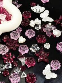 Sekantong Es yang Menembus Dalam dan Gelap, Mawar Merah Ungu Campuran, Desain DIY, Casing Ponsel, Kalung, Anting, Aksesoris Fotografi, Kartu, dll. - MultiWarna - View 3