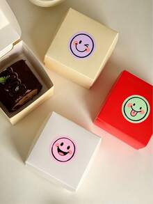 500pcs/1roll Colorful Smiling Face Round Stickers, Cartoon DIY Handmade Stickers For Gift Box, Packaging Bag Sealing, Children Reward Stickers, Suitable For Classroom Praise, Point Reward, Encouragement For Kids, Cake Box, Dessert Gift Box, Snack Bag Sealing Decoration - Multicolor - View 2
