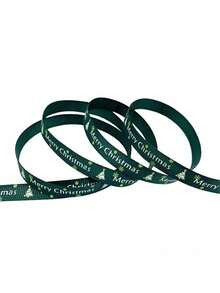 1PC 4.5M Red Green Ribbons - Christmas Decorations, Gift Wrapping Ribbon, Printed With "Merry Christmas" Text, Essential For DIY Craft Enthusiasts. Suitable For Gift Wrapping, Wreaths, Holiday Crafts And Decorations, Festive Wreath - Multicolor - View 2