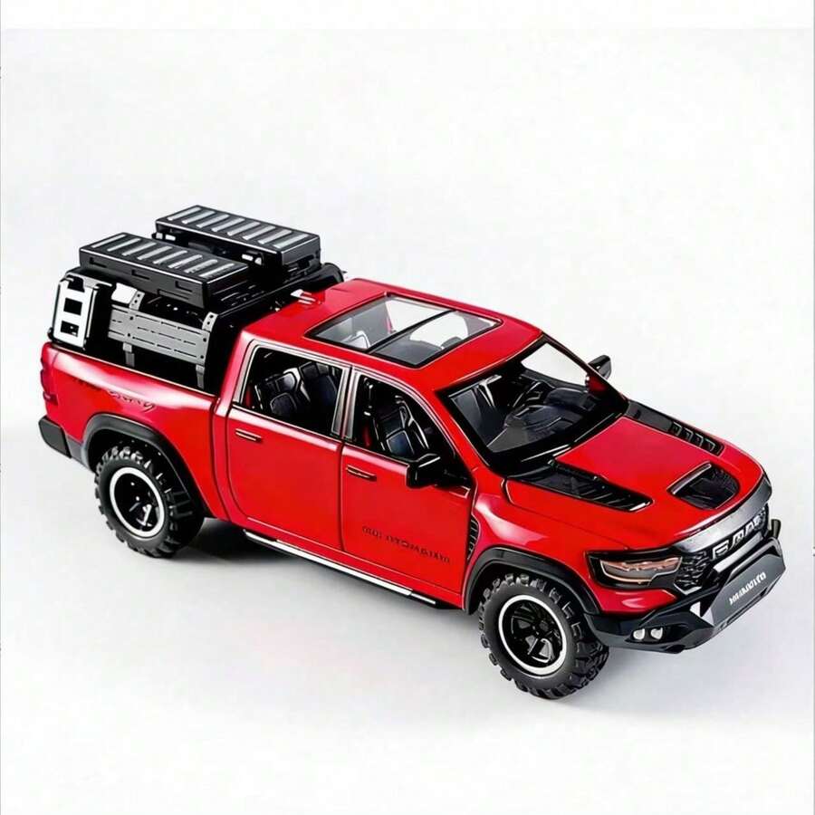 1件合金越野皮卡車模型,多門設計逼真玩具車,收藏展示用 - 彩色 - 查看 1