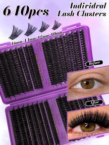 640/592/384pcs D Curl Single Cluster False Eyelashes Set, DIY Eyelash Book Home Lash Extension Kit, Suitable For Beginners, Fluffy Dense Soft Realistic Segmented Lashes, Suitable For Daily/Light Makeup/Cosplay Eye Makeup - DD - View 7