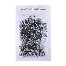 1440pcs Clear Black Mixed Color SS3-SS20 Glass Flat Back Teardrop Rhinestones, DIY Nail Art, Phone Case, Water Cup Accessories Decoration - AA - View 5