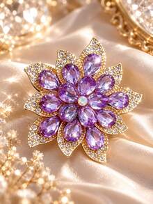 1pc Colorful Versatile Flower Brooch Lapel Pin, Elegant Decorative Brooch For Women, Suitable For Bags, Hats, Wedding Party Gifts - Multicolor - View 12