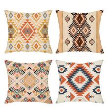 shangxia 4PCS-- Geometric Rhombus Print Pillow Covers, Vintage Bohemian Style Cushion Covers, Sofa Bedroom Decorative Pillow Covers--(Pillow Insert Not Included)---(Multiple Sizes)---(No Embroidery)---(Single-Sided Print) - Multicolor - View 11