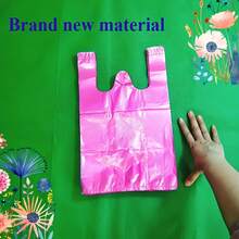 50/100pcs Plastic Shopping Bags With Handles, Pink And White, Leak-Proof And Waterproof, Multi-Purpose Vest-Style Tote Bags, Suitable For Groceries, Retail And Restaurants - Multicolor - View 20