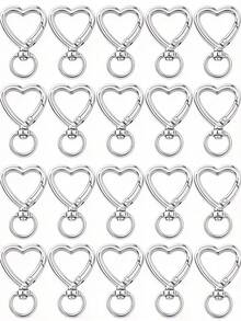 10/20/30pcs Heart-Shaped Keychain Rotating Hook Cute Heart-Shaped Zinc Alloy Spring Snap Ring Connector Keychain Hook Backpack Clip For Handbag DIY Making - Love Buckle - View 9