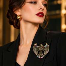 1 chiếc ghim cài áo nam bằng kim loại đính đá rhinestone hình đại bàng phong cách vintage, phụ kiện cao cấp hình động vật cho áo khoác và quần áo - Nhiều màu - Xem 3