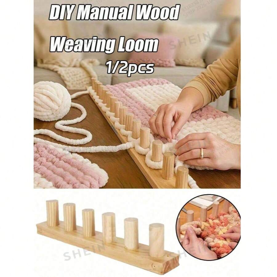 1/2pcs Manual Wooden Knitting Loom - Suitable For Hand Knitting, Crochet And Weaving, Multi-Functional Textile Tool For Making Thick Blankets, Scarves And More, No Electricity Required, Easy To Operate, Hand Knitting Machine (Product Accessories Randomly Shipped, Quantity Random) - Multicolor - View 1