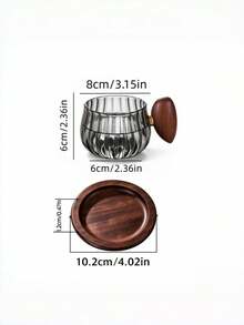 1pc Transparent/Grey Wooden Handle Glass Cup, Glass Coffee Cup & Saucer Set, Premium Afternoon Tea Set With Spoon, Fashion Style Coffee Glass Cup, Back To School Essential - Multicolor - View 8