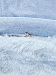 1pc Plain Color Warm Light Blue Faux Rabbit Fur Body Pillowcase Without Filler Plush Crystal Fleece Throw Pillow Cover Zipper Closure For Home, For Sofa, Living Room - Baby Blue - View 4