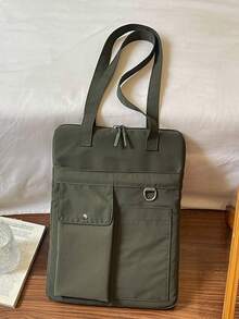 Túi đeo vai laptop nylon nhiều ngăn, túi đựng máy tính bảng 12.9 inch, túi trước thiết kế nút bấm và khoen D, ngăn trong dung tích lớn đựng laptop và sách, ngăn chứa đồ, màu trơn tối giản, phong cách thường ngày đa năng, phù hợp cho học sinh, người đi làm, nhân viên văn phòng, sử dụng hàng ngày, túi đeo vai nữ dung tích lớn - Nhiều màu - Xem 13