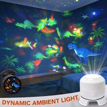 Dinosaur Themed Dynamic Projection Lamp, Dinosaur Forest Elements, USB Plug In, 360° Rotation For Dreamy Light Effects, Soft Light, Applicable To Bedroom, Living Room, Birthday Parties, An Excellent Gift - Dinosaur Dynamic Projection Light - View 9