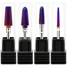 4pcs/Set Purple Nail Drill Bits Drills Milling Cutter For Manicure Remove Gel Acylics Nails Accessories Tool - Multicolor - View 1