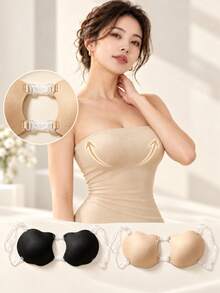 1 Pair One-Piece Bra, Featuring Apple-Shaped Straps And Front Closure Design, With Push-Up And Lifting Effect And Padded Cups, Specially Designed For Small Breasts To Make Them Look Fuller, Suitable For All Seasons, Perfect For Formal Wear And Everyday Outfits - Multicolor - View 1