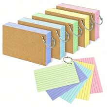 150pcs Colorful Index Cards, With Easy Ring Binder - Double-Sided Printing, Eye-Friendly Ruled Lines, High-Quality Anti-Wrinkle, Suitable For Study Flash Cards, Office Tasks And School Projects, Office Supplies | Pastel Index Cards | Premium Paper - Multi-color - View 1