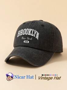 1pc Saudi Arabia Pattern Printed Vintage Washed Men's Baseball Cap With 'BROOKLYN 1898 NEW YORK', Lightweight Comfortable Adjustable Multi-Functional Baseball Cap, Unisex Trucker Hat Suitable For Daily Outings, Outfits, Holiday Parties And More - A - View 3