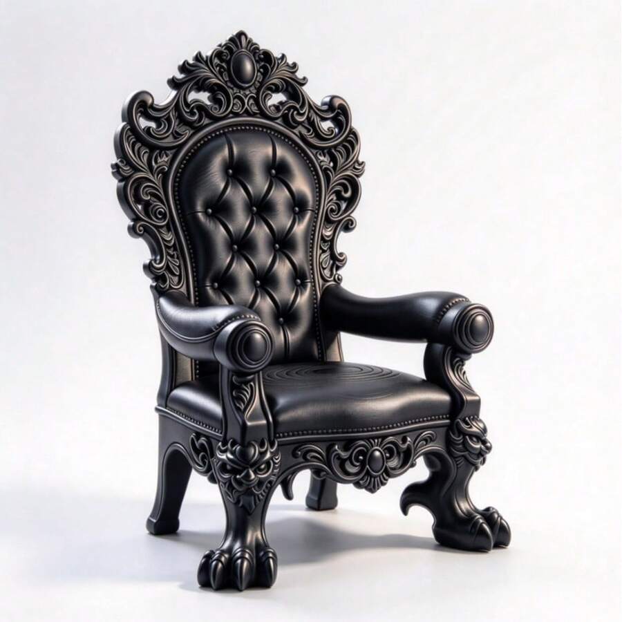 1pc Gothic Style Mini Throne Ornament, Vintage Carved Black Throne, Miniature Realistic Chair, DIY Scene Accessory, Creative Desktop Decor Craft, 8.7*6.4cm - A - View 1